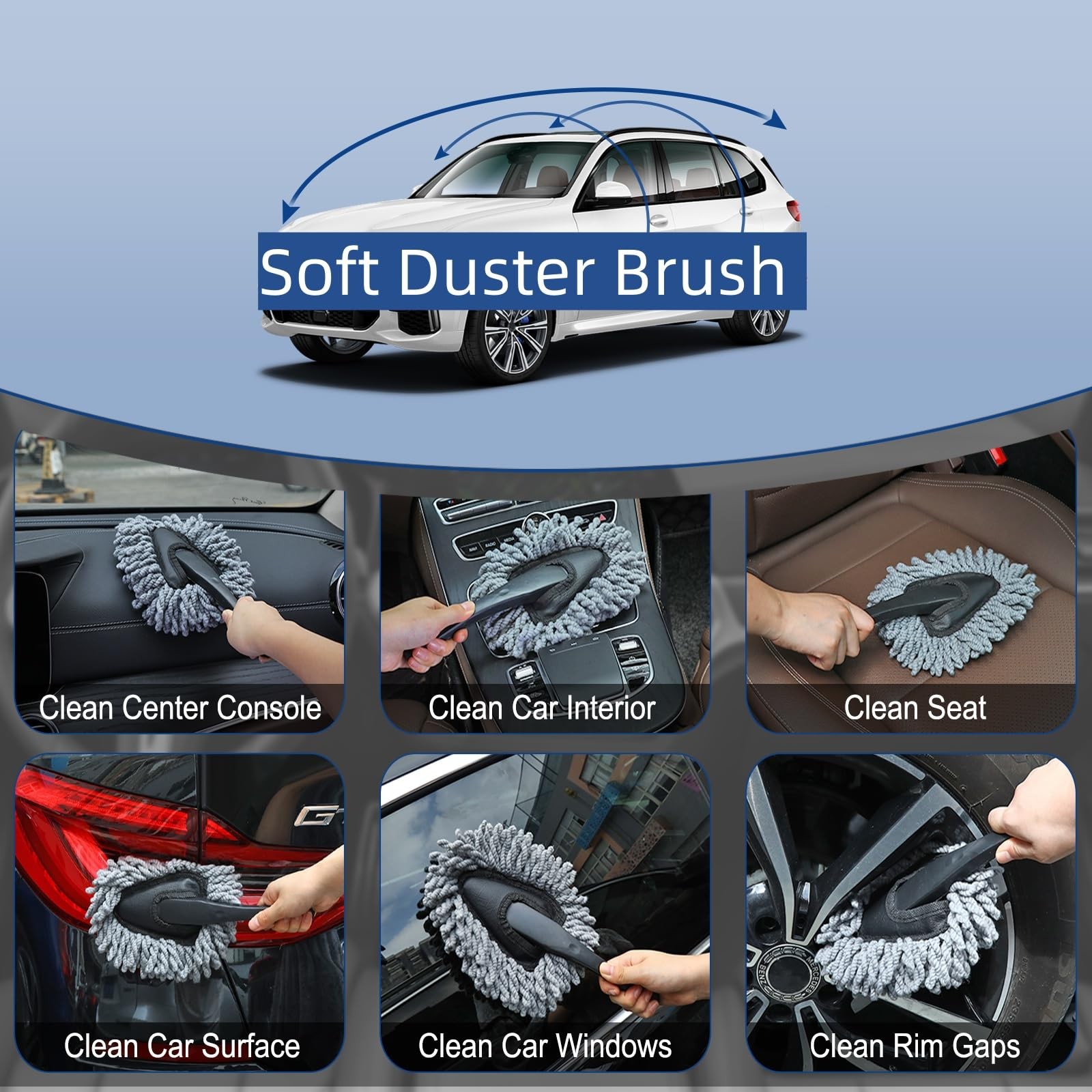 Fitosy Car Interior Duster Detail Brush Cleaning Gel Kit Dust Remover Slime