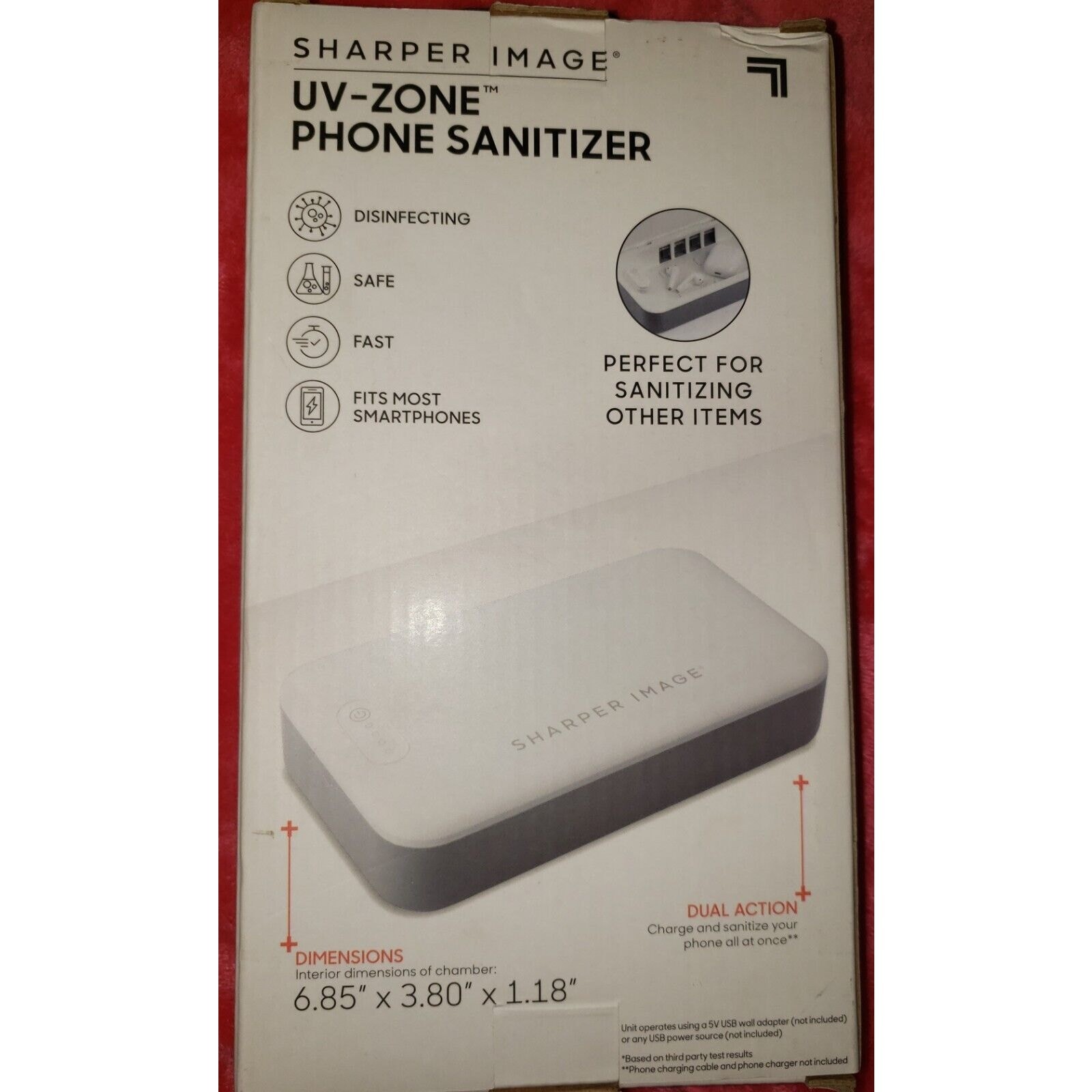 Sharper Image UV-Zone Phone Sanitizer White NWT New In Original Box