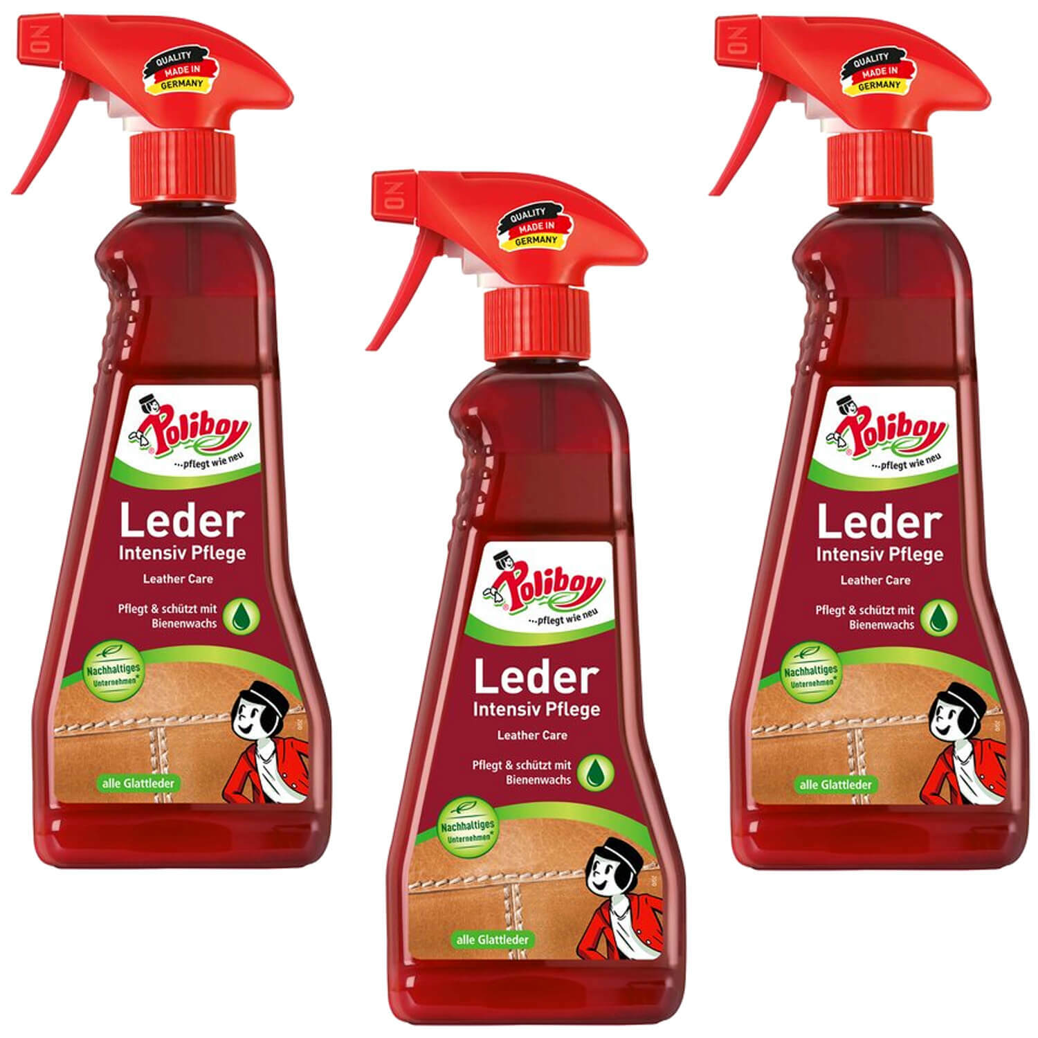 3x 12.7oz Poliboy Leather Intensive Care Spray Cares And Protects with Bee Wax