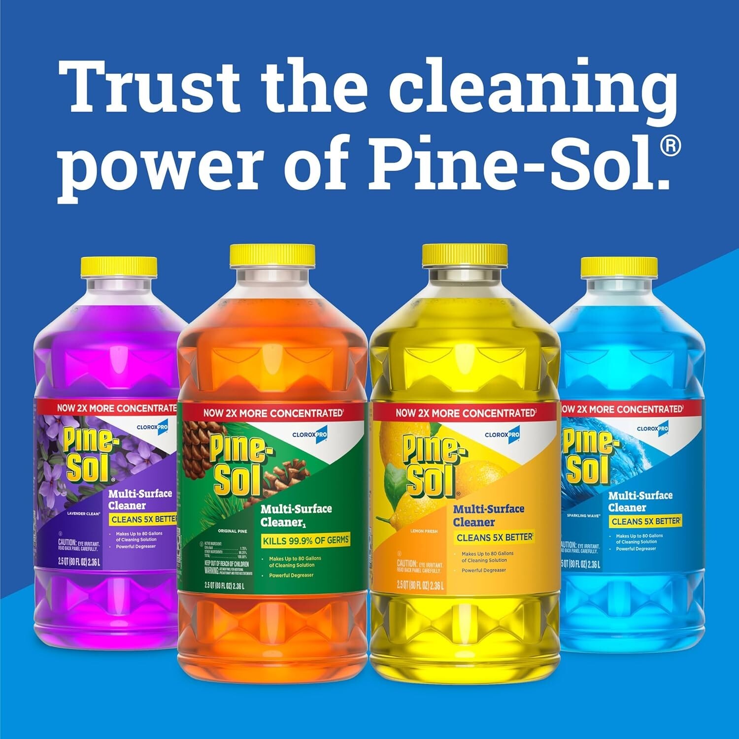 Powerful 2X Concentrated All-Purpose Cleaner, Fresh Lemon Scent, 80 Fl Oz Bundle