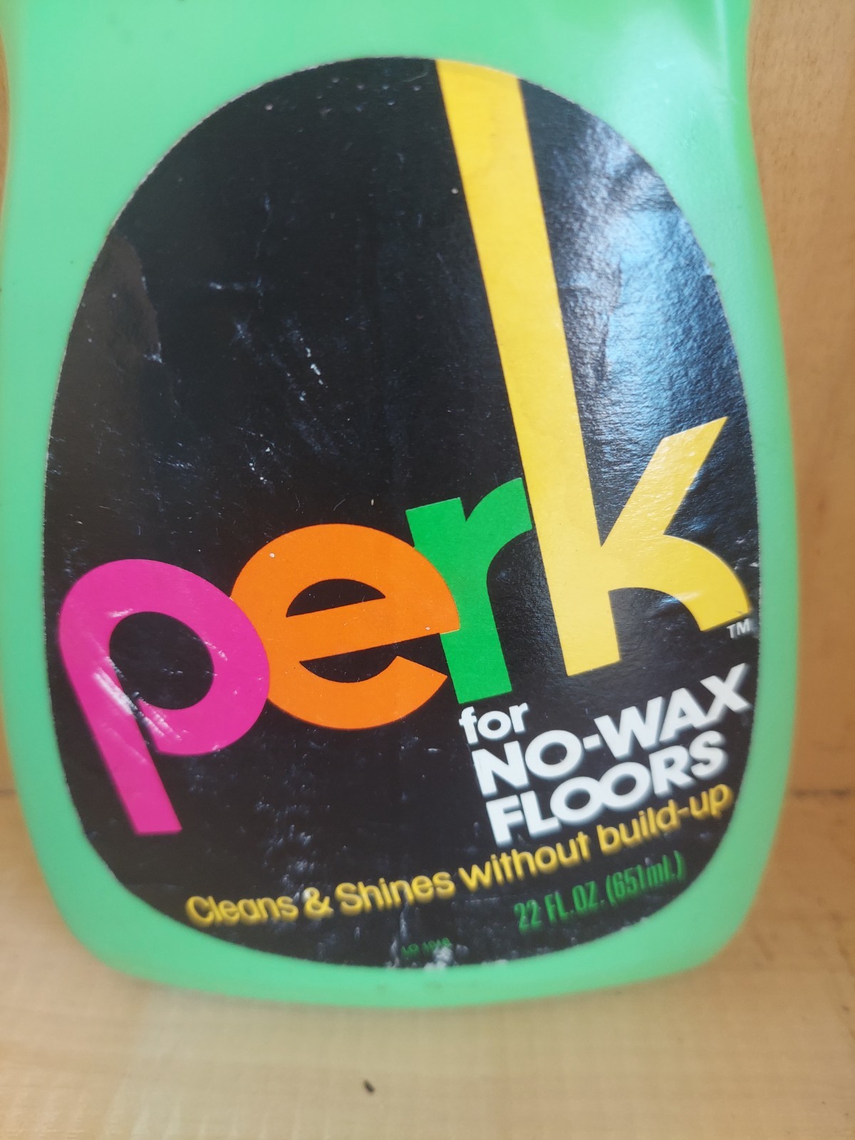 Vintage PERK CLEANER LINOLEUM NO WAX FLOORS Bottle almost full