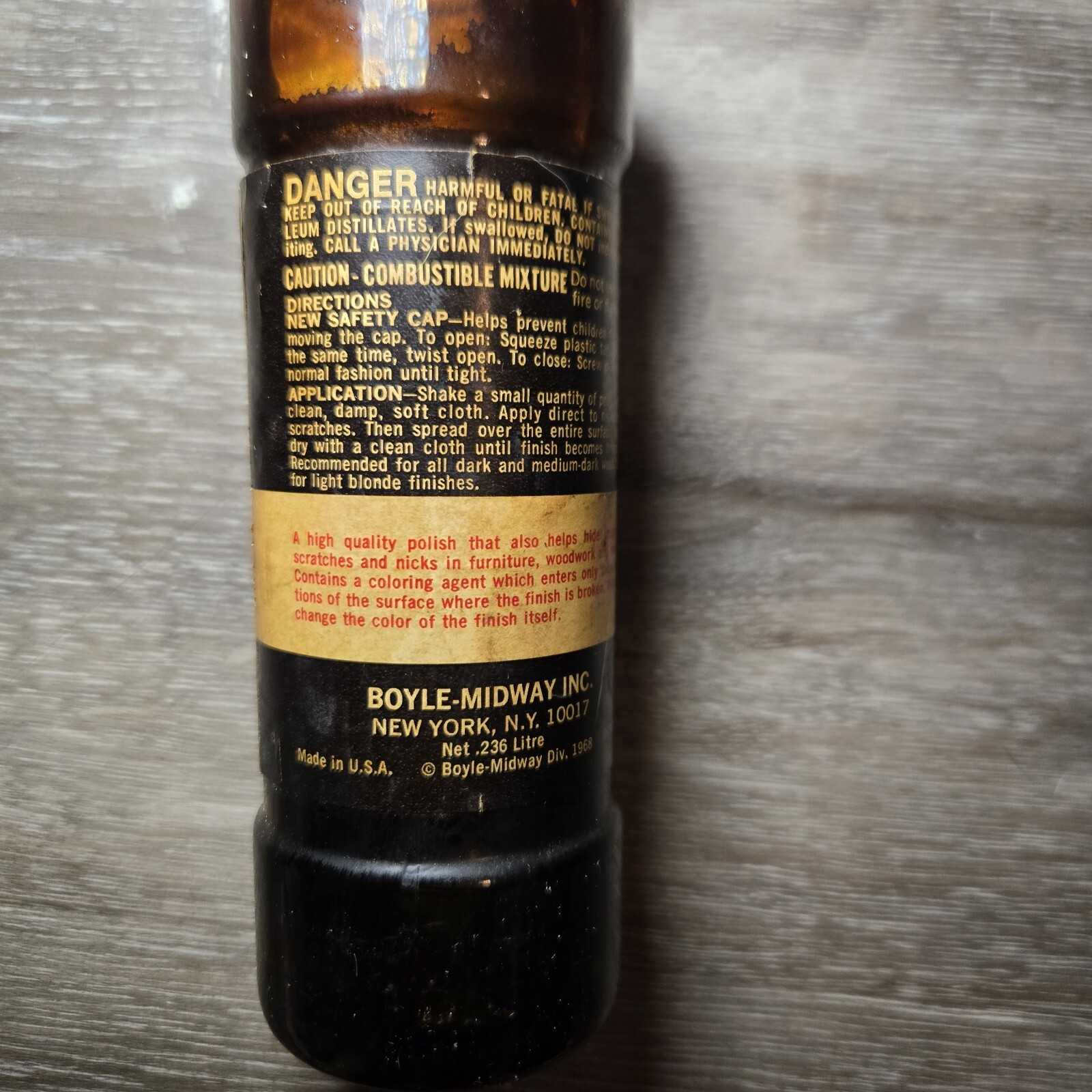 Rare VTG Old English Furniture Scratch Cover Polish Glass Bottle 8 FL OZ