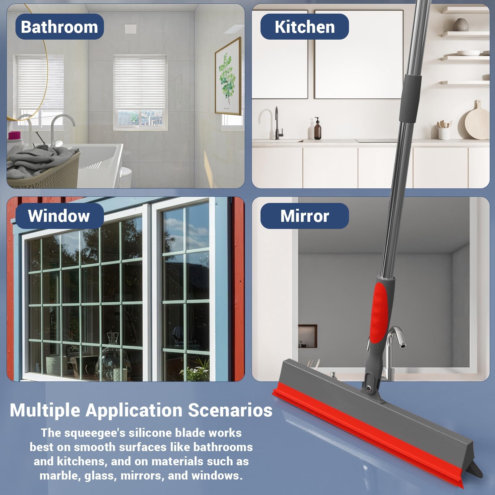 FibreDeep Floor Squeegee for Concrete Floor, 15.8″ Large Heavy Duty Squeegee …