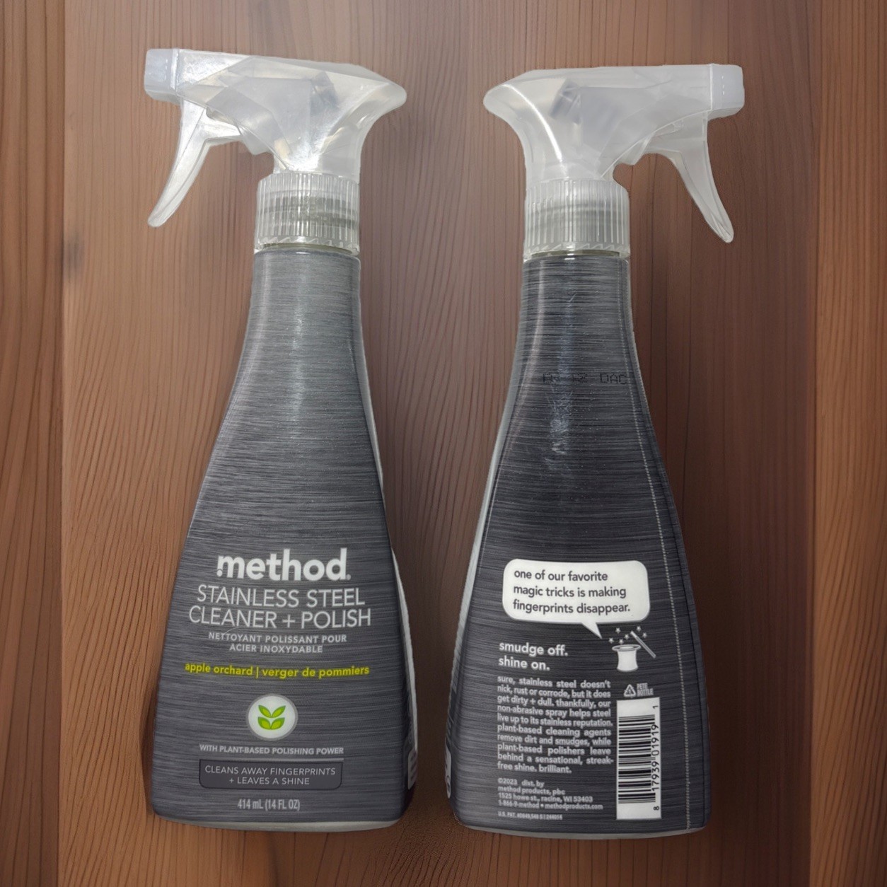 Method Stainless Steel Cleaner + Polish Apple Orchard. Plant Based 2 PK-14 oz ea
