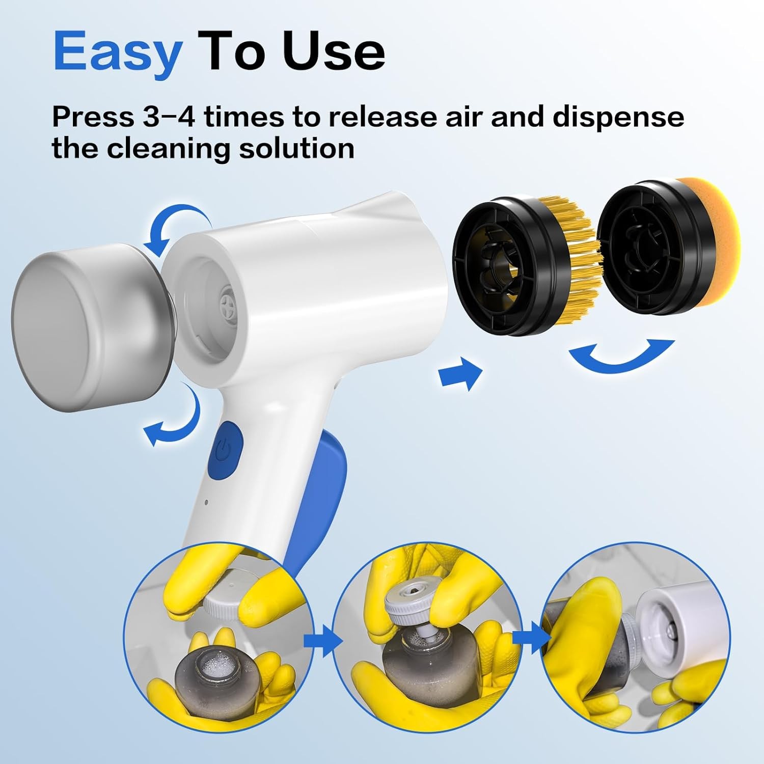 Electric Spin Scrubber 2 in 1 Scrubber Brush & Cleaning Spray with No-Rinse Form