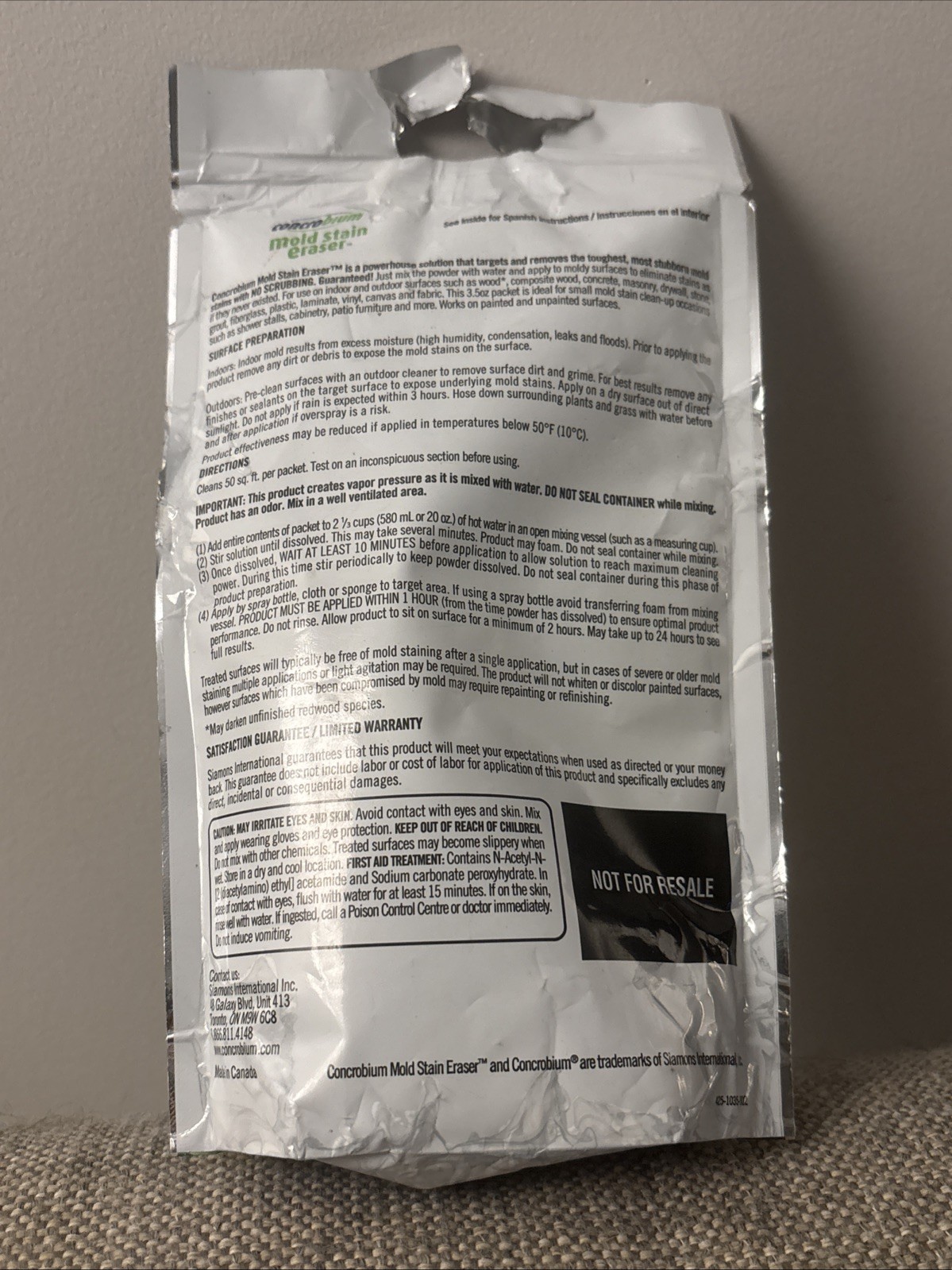 Concrobium Mold Stain Eraser 3.5 ounce Packet Treats 50 Square Feet 3.5 OZ