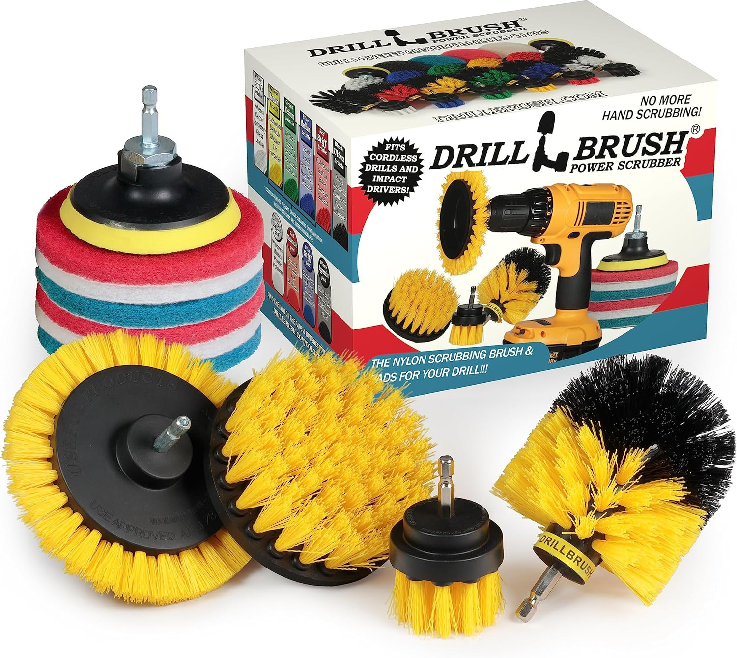 Rotary Brush Kit – Scrub Pads – Shower Scrubbing Brushes for Cordless Drill – Ti
