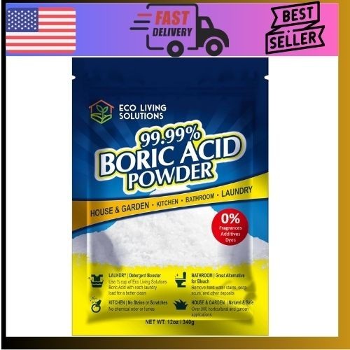 99.99% Pure Boric Acid Powder – Multi-Purpose Cleaner, Garden Use, Laundry
