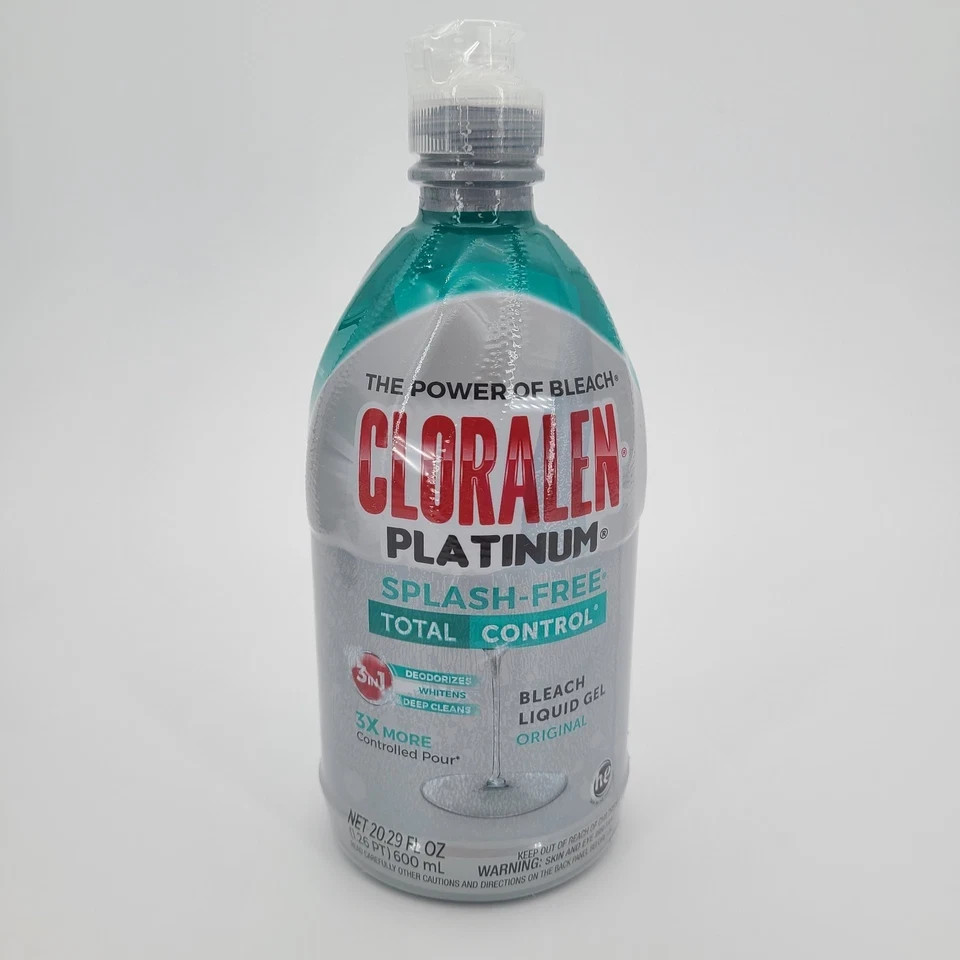 Cloralen Platinum Splash Free Bleach Liquid Gel, 20.29 fl oz pack of 3 bottles