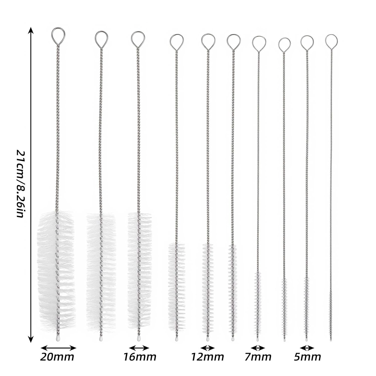 Extra Long Straw Cleaning Brush Set 10 Pcs 8.2 Inch Straw Cleaner Brushes