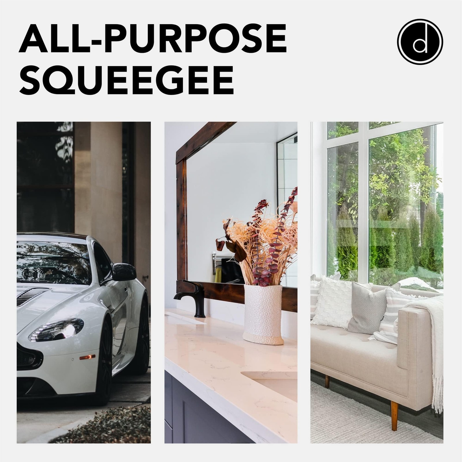 Squeegee for Shower Door, Car Windshield, and Glass Window – 2 Extra Silicone
