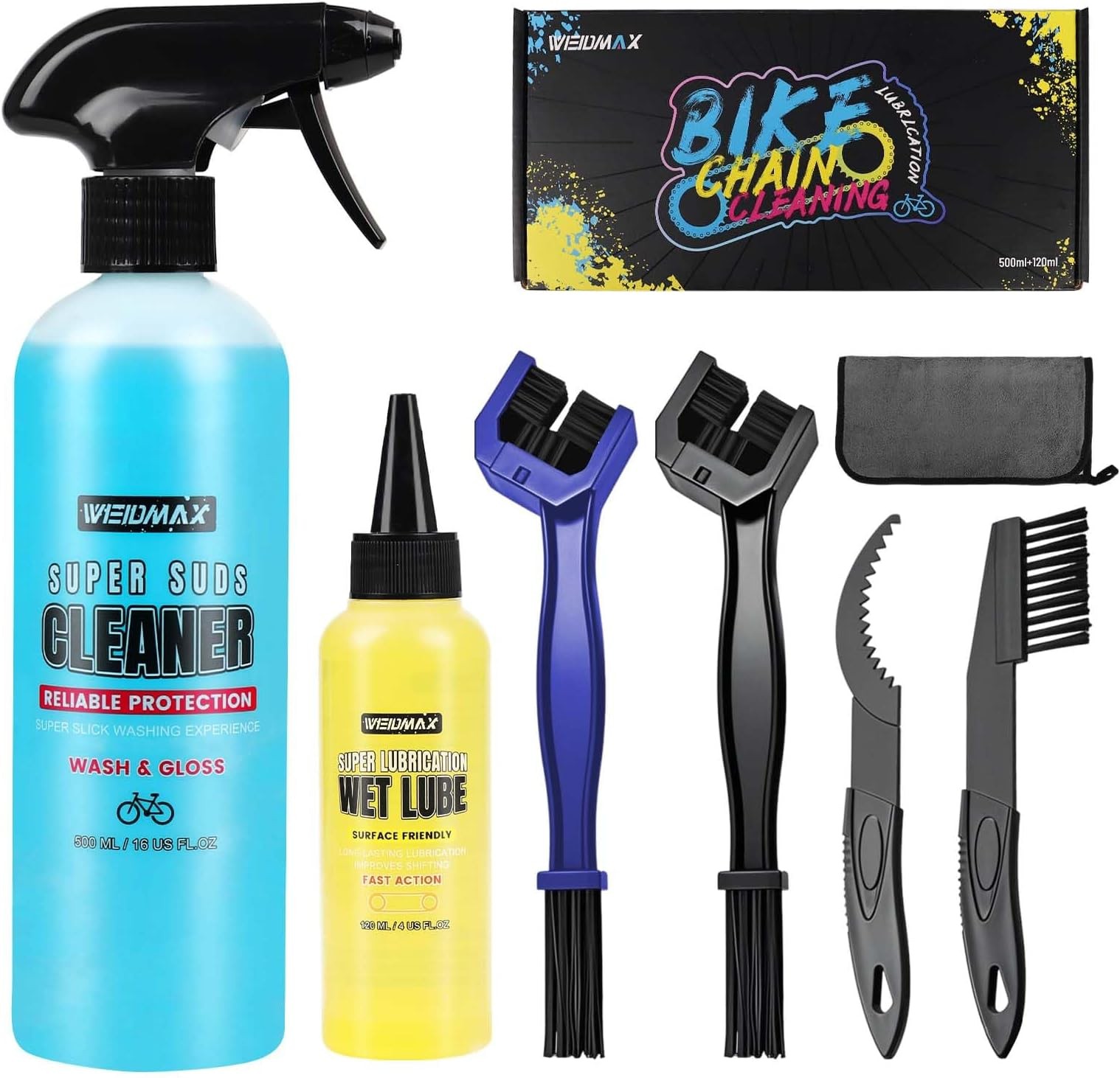 Bike Cleaner Set, 500ML – Fast-Action, Bike chain cleaner 120ml Chain Lube Br…