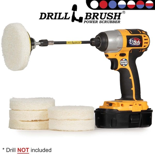 DRILLBRUSH P4-6W-3V-5X-QC-DB Drill Brush – Drill Power Pad Set – Bathroom –