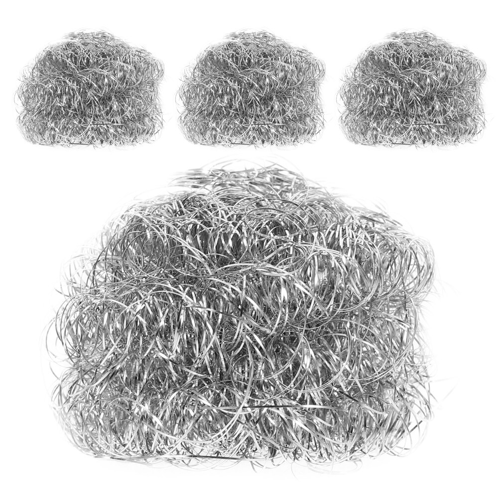 4pcs Stainless Steel Sponges Scrubbers Kitchen Practical Spiral Scourers for Pot