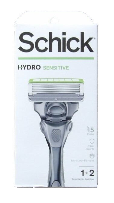 Schick Hydro Sensitive 5 Blades Razor Max Comfort 1 Razor + 2 Cartridges Refills