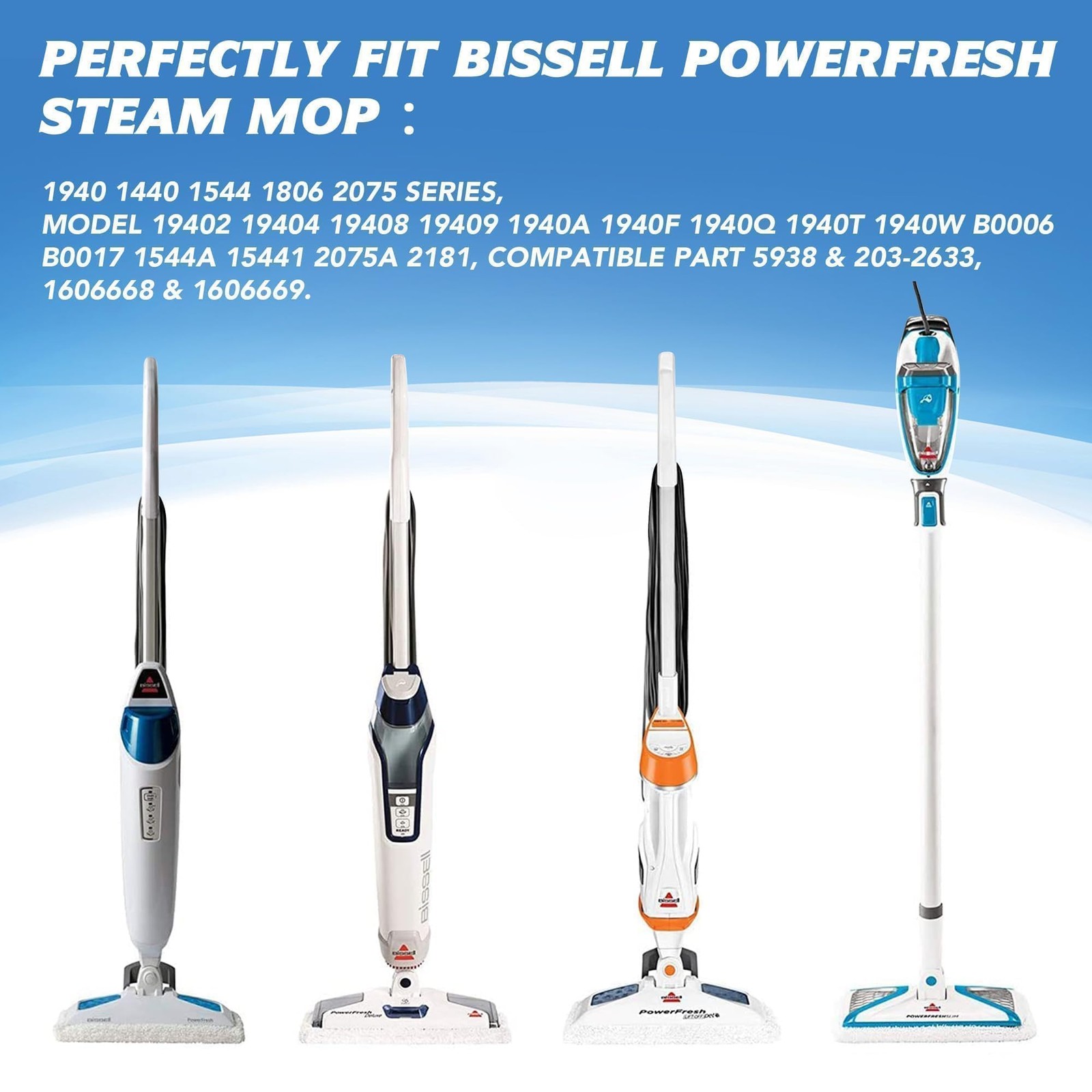 4 Pack Powerfresh Replacement Steam Mop Pads Compatible with Bissell Powerfresh