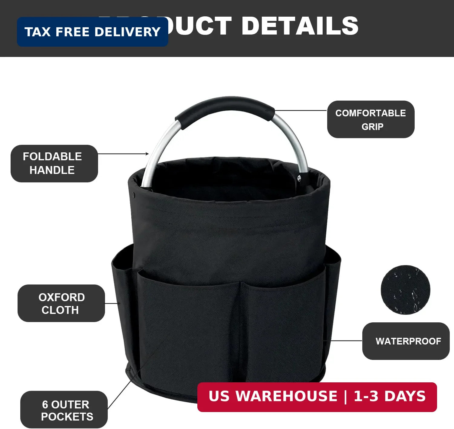 Cleaning Caddy with Handle, 17L Foldable Cleaning Supplies Organizer, Portable S