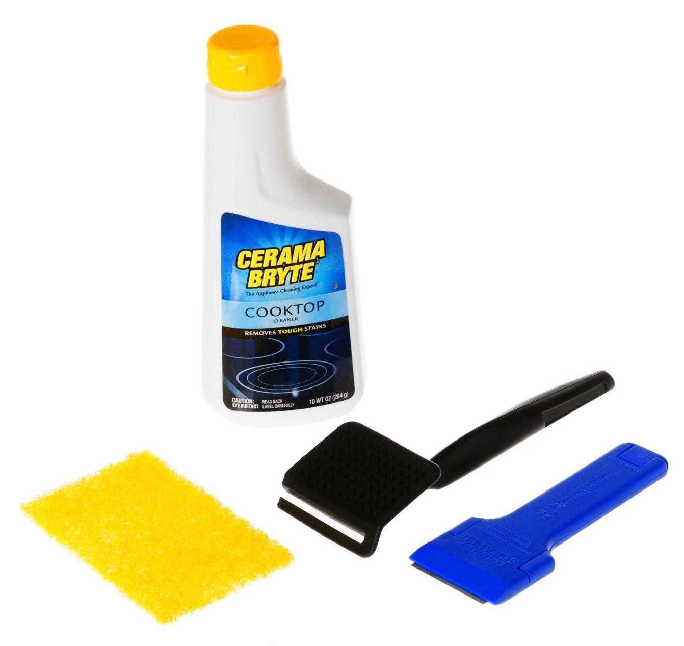 Ceramic & Glass COOKTOP Cleaning KiT = Pads Scraper & Cleaner CERAMA BRYTE 27070