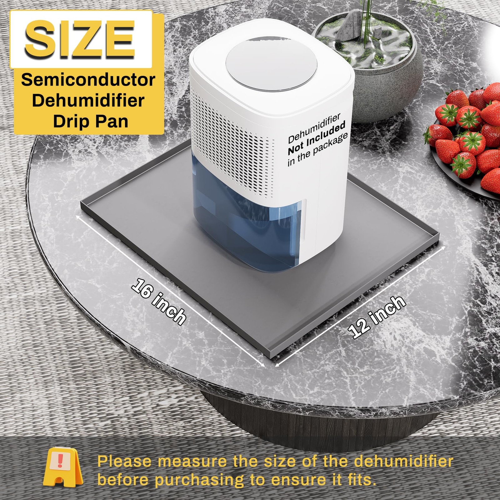 Dehumidifier Drip Pan Mat for Leaks 16×12 Inch Waterproof Gray Non-Slip