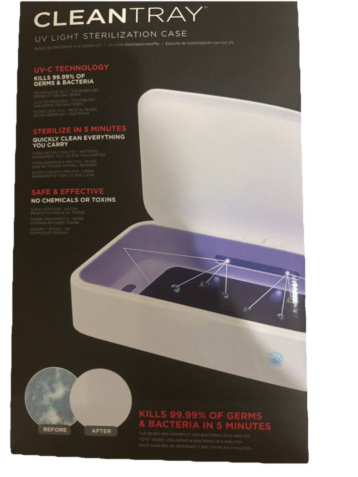 Keysmart Clean Tray UV Light Sterilization Case White. NEW IN BOX.