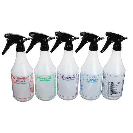 Tolco 130115 24 Oz. Plastic Preprinted Trigger Spray Bottle, Pk5