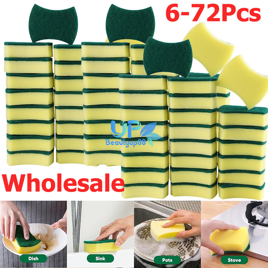 LOT 6~72Pcs Heavy Duty Scrub Sponges Washing Dishes Cleaning Kitchen Dish Sponge