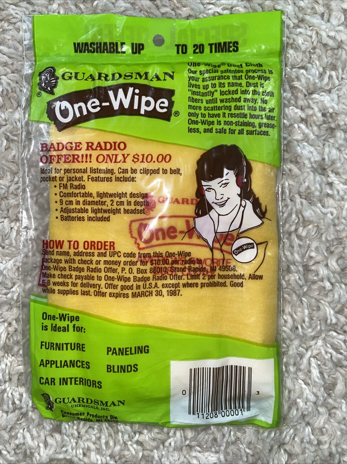 Vintage 1980’s Guardsman One Wipe Dust Cloth 14×18 Dusting for TV or Movie Prop