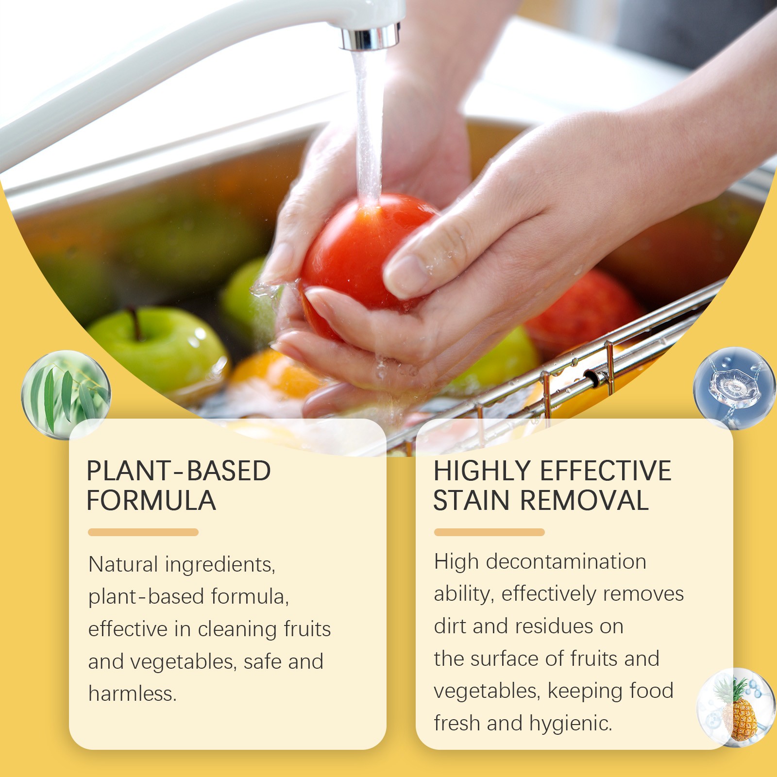 Fruit and Vegetable Wash Natural Plant-Based Cleaner for Kitchen and Dishes