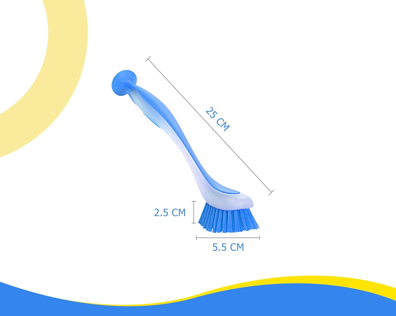 Plastic Long Handled Scrubbing Suction Cup, Durable Bristles,Dish Washing Brush.