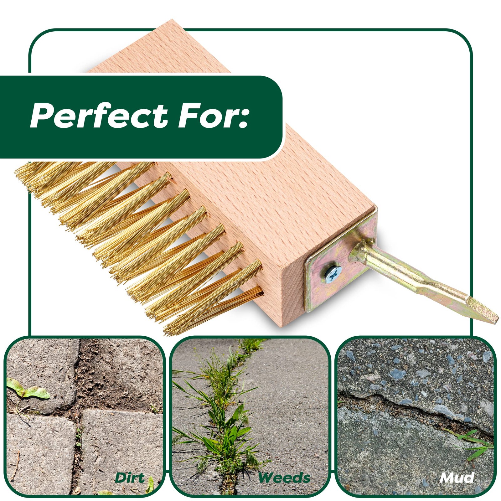 Moss & Weed Remover Brush Set for Decks, Pavers, Patios, Walkways & Grout