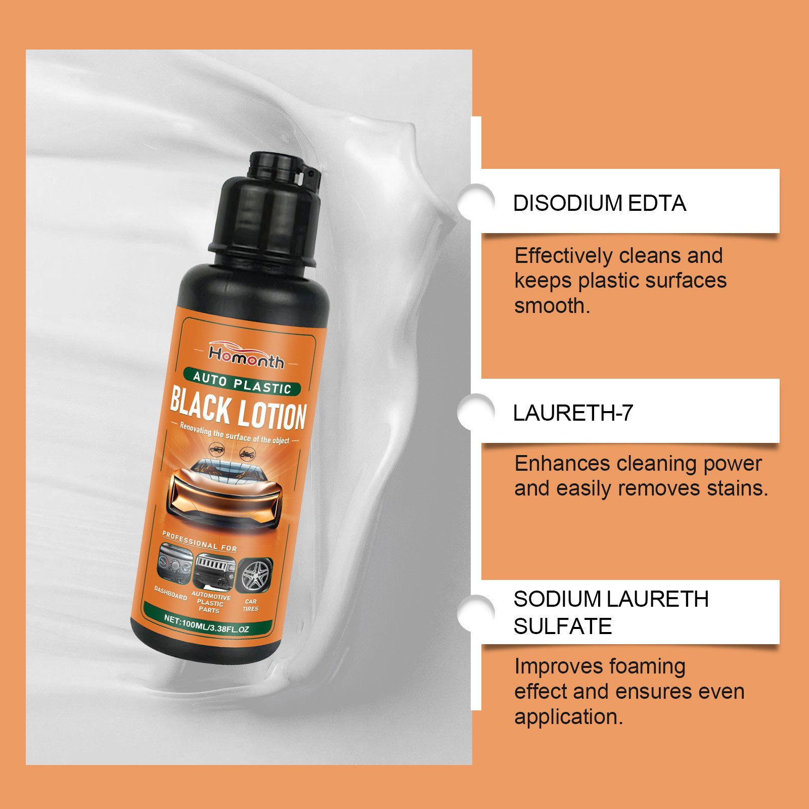 Auto Plastic Black Lotion, Black Lotion Auto Plastic, Plastic Restorer for Cars