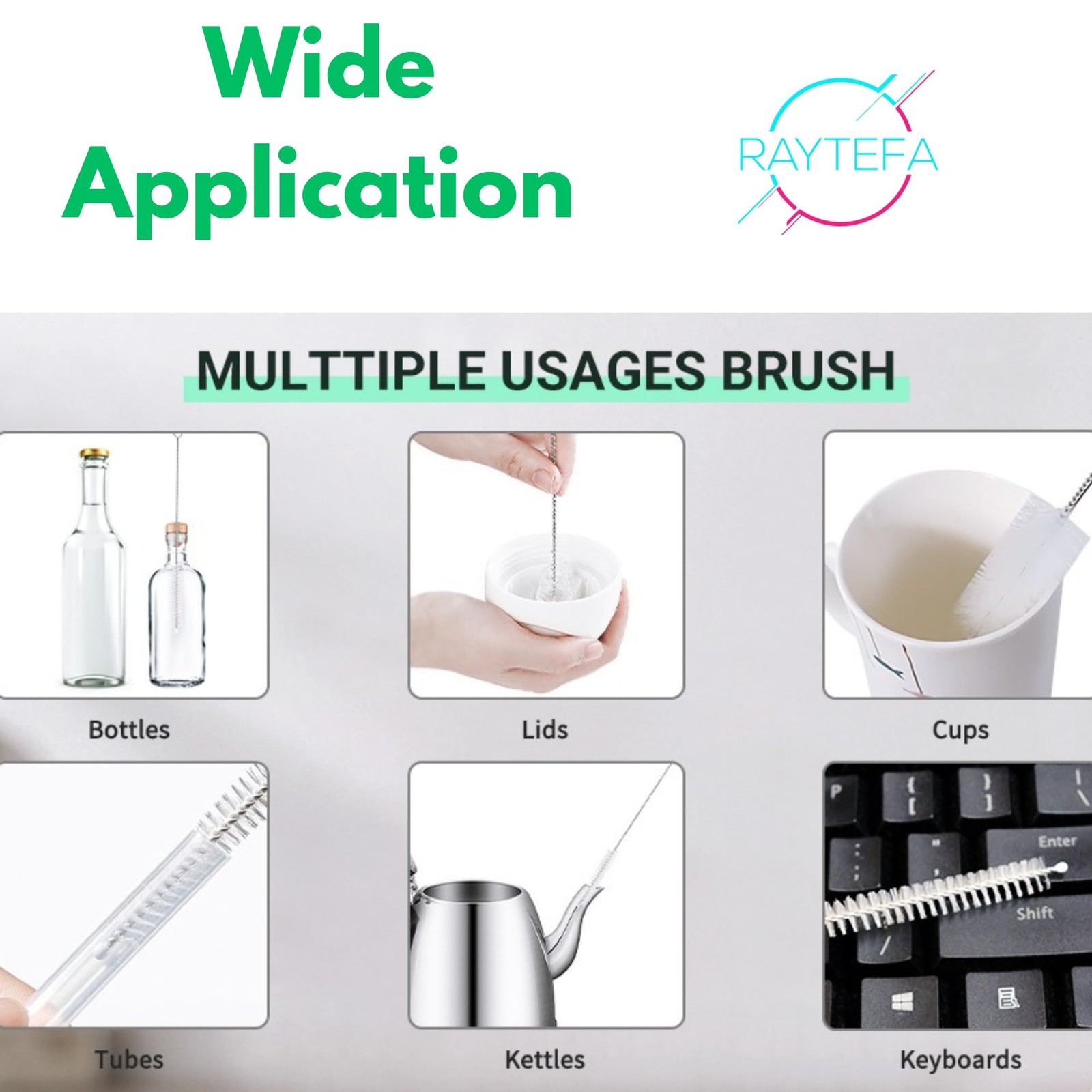 10 Pack Reusable Straw Cleaner Brushes Stainless Steel Handles Nylon Bristles