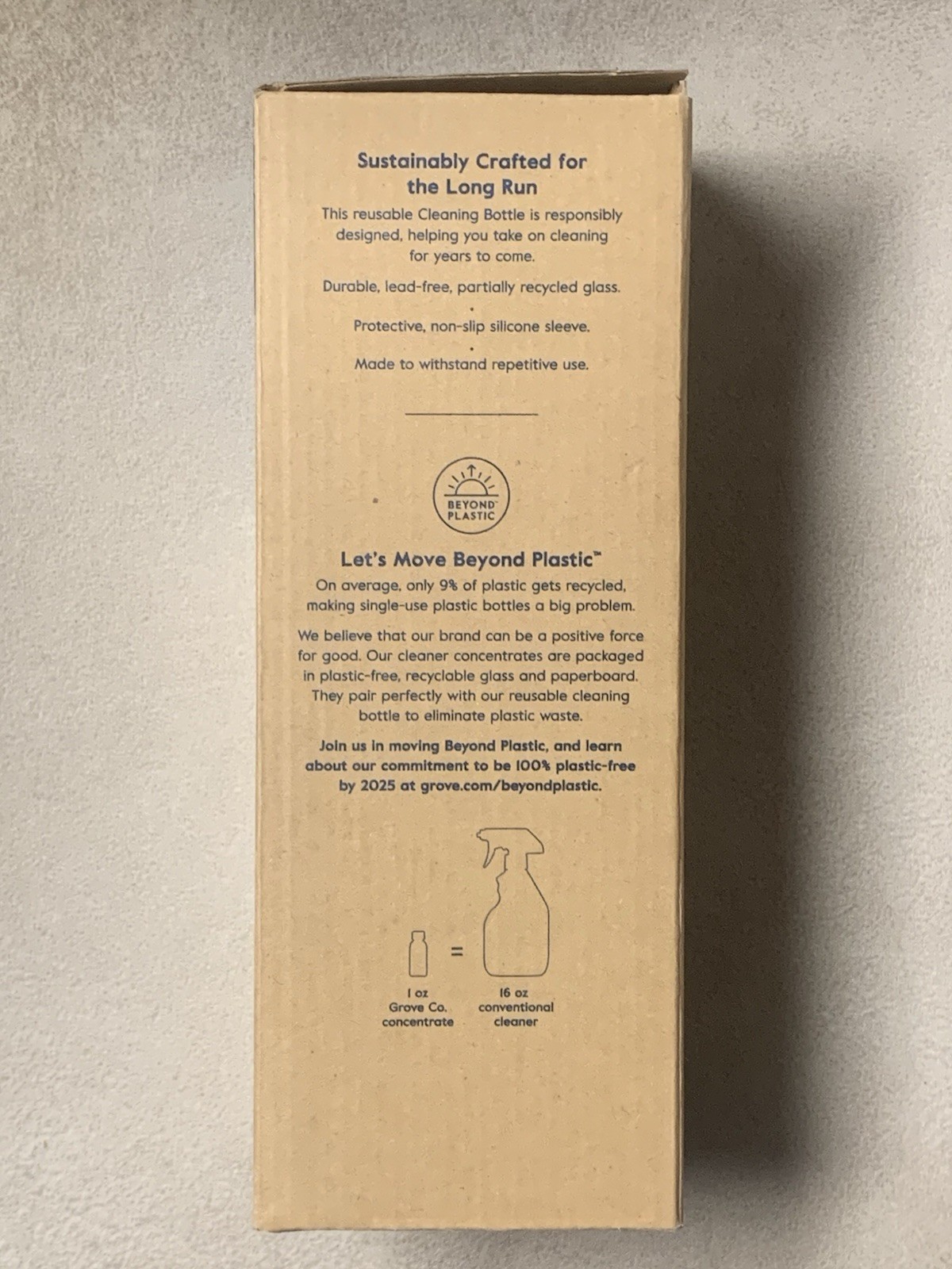 Grove Co. Reusable Cleaning Glass Spray Bottle 16 fl oz Capacity Polished Gray