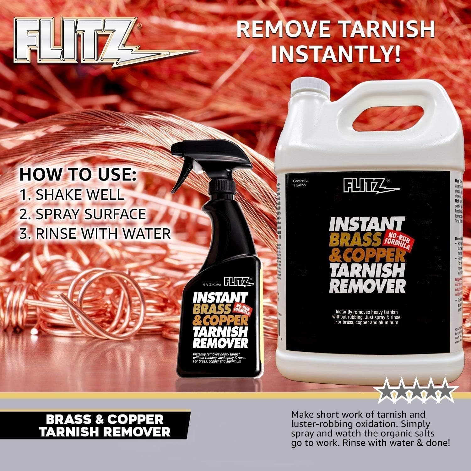 Instant Brass and Copper Tarnish Remover – 16oz Bottle of -Made Organic Rust …