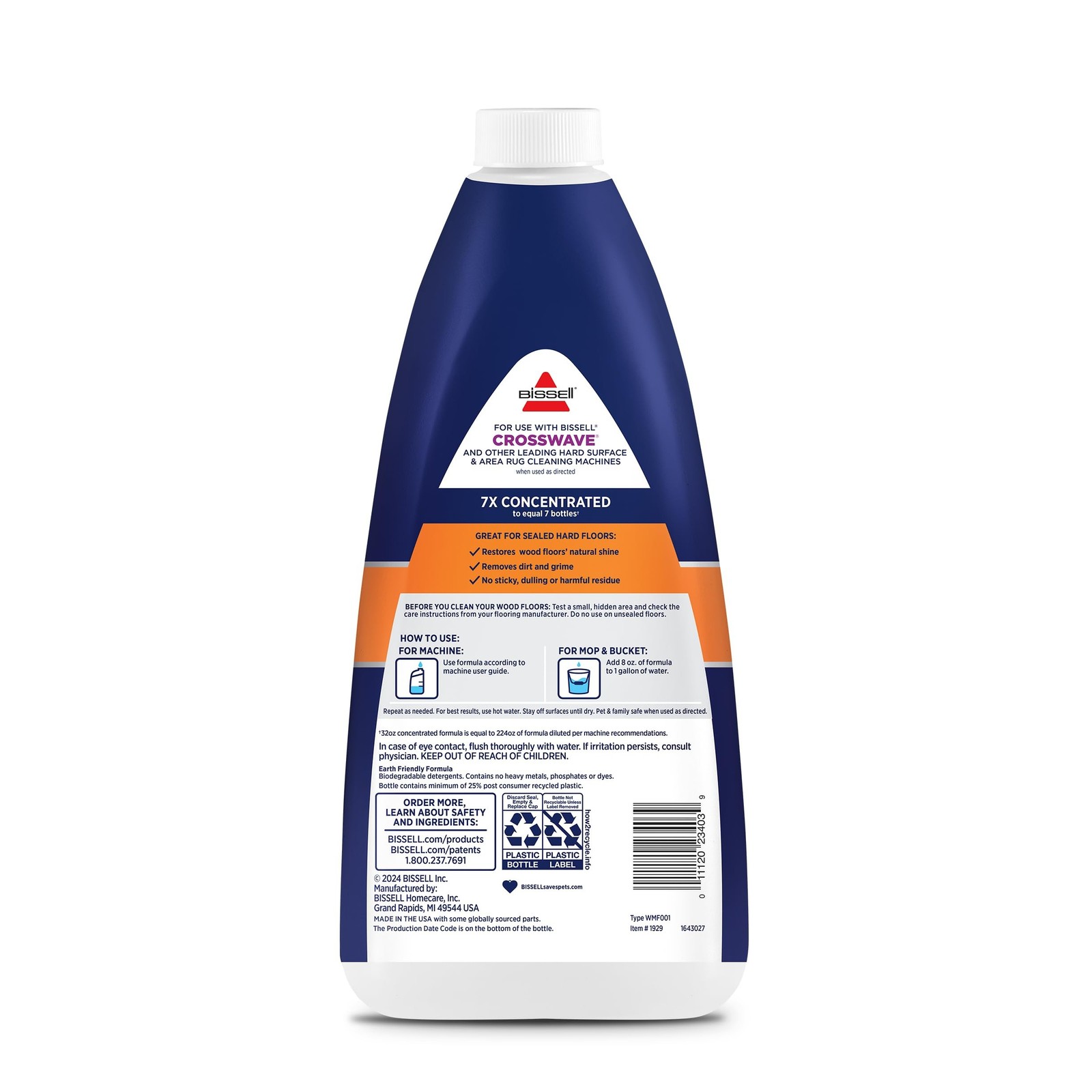 Bissell CrossWave & SpinWave Wood Floor Cleaning Formula, 32 oz, Dissolves Di…