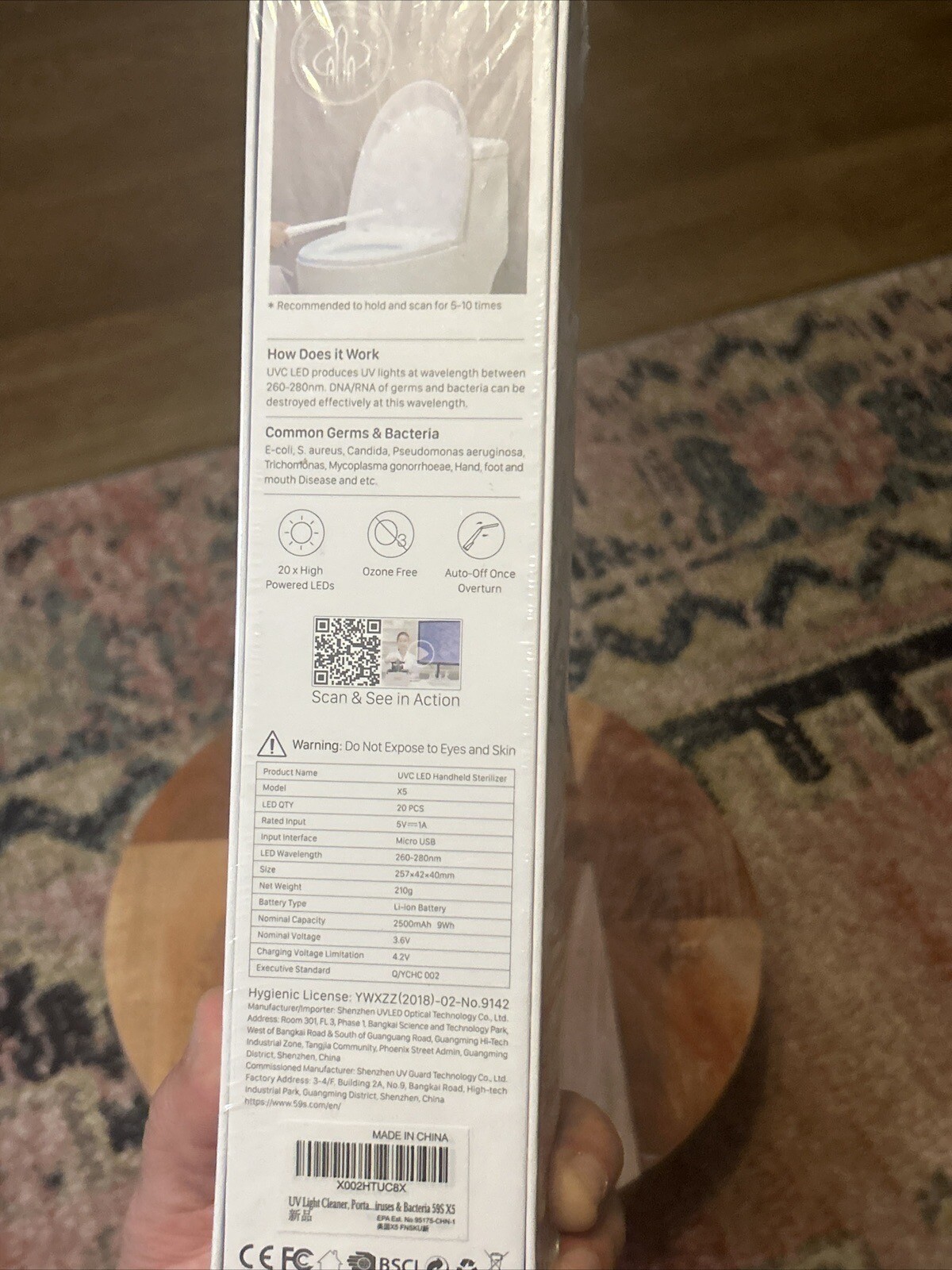 59S Just Led Sterilization Wand New In Box Eliminates 99.9% Germs And Bacteria