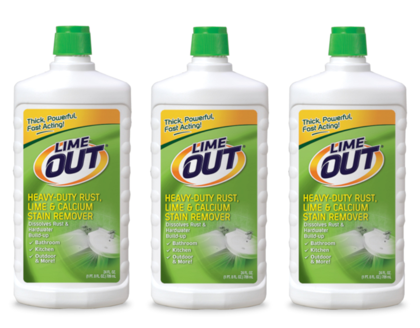 Lime Out Heavy-Duty Rust Lime & Calcium Stain Remover, 24 Fl. Oz. – Pack of 3