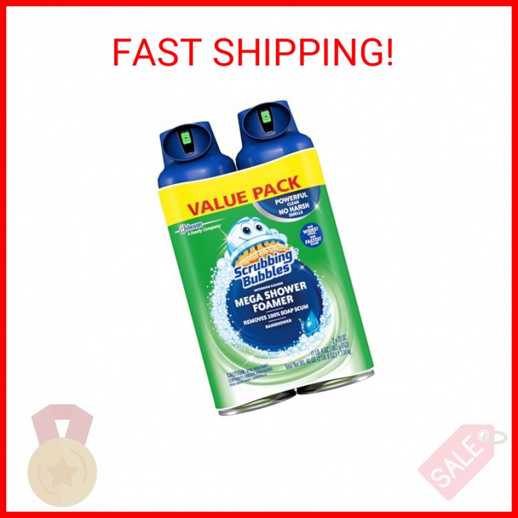Scrubbing Bubbles Mega Bathroom and Shower Foamer Aerosol, Rainshower Scent, 20o