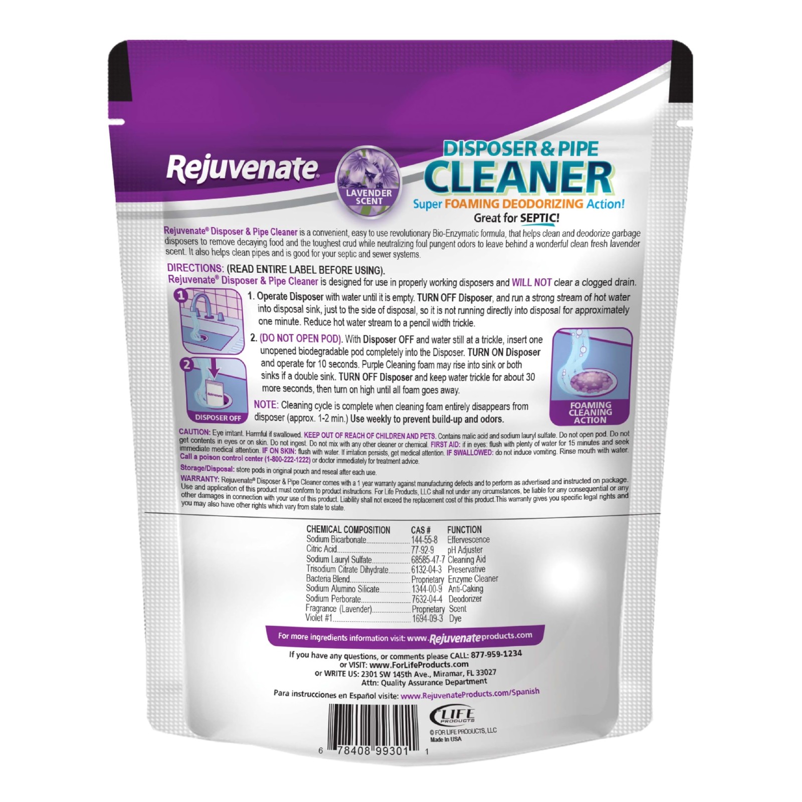Garbage Disposal and Drain Pipe Cleaner Powerful Foaming Action and Removes Garb