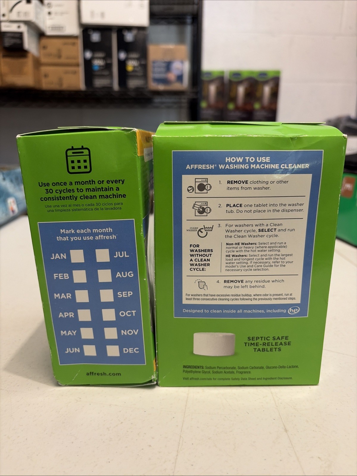 2 Pack Affresh Washing Machine Cleaner 12 Mo Supply Cleans Front Load & Top Load