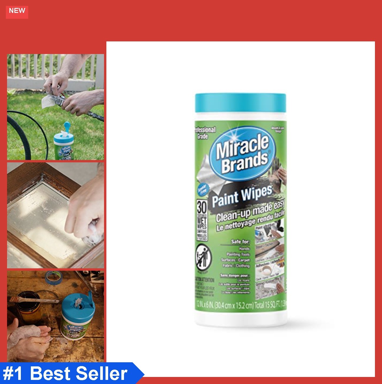 Heavy Duty Cleaning Wipes 30 Count Removing Paint Caulk Epoxy Grime Hands