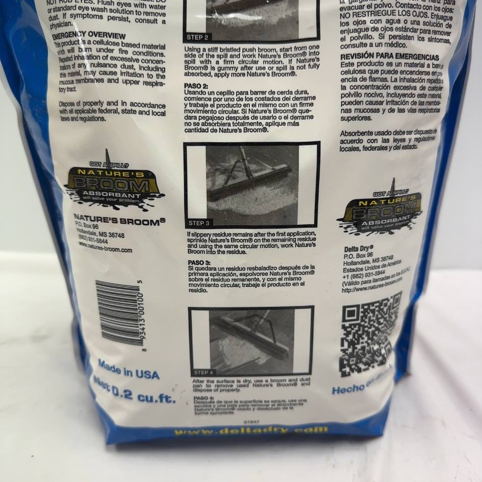 NATURE’S BROOM NBR-100 BIO BASED OIL SPILL ABSORBENT GRANULE POUCH 0.2 CU FT