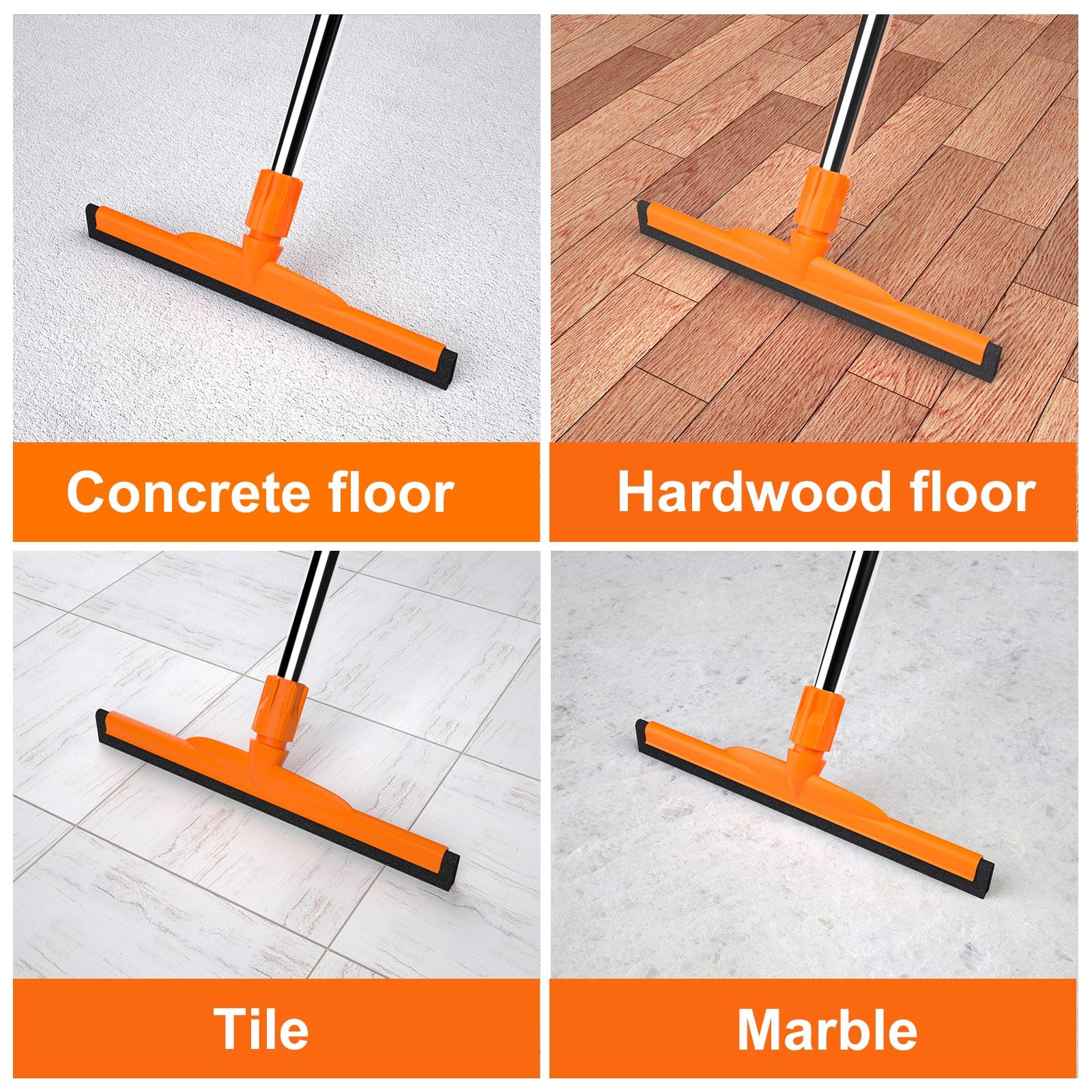 Floor Squeegee 62 Inch Adjustable EVA Foam Blade Concrete Garage Patio
