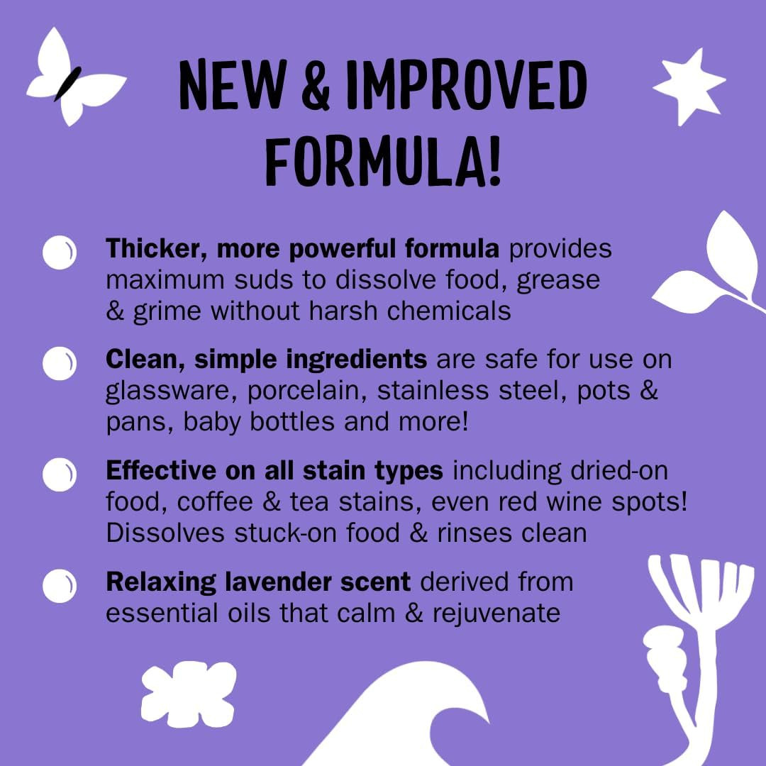 Liquid Dish Soap | Clean, Simple Ingredients | Extra Scrubbing Power | Lavender