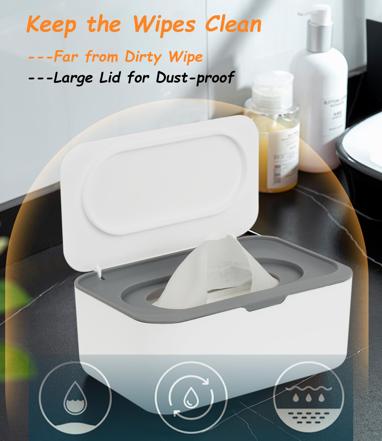 Wipes Dispenser, Wipe Holder for Baby & Adult, Seposeve Refillable Baby Wipe Con