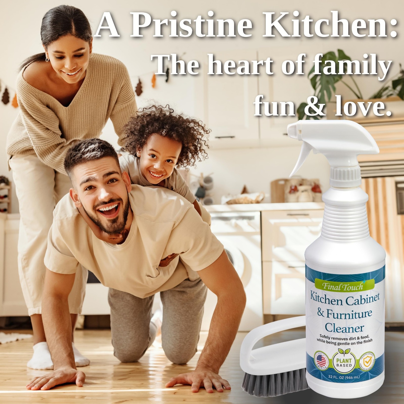 Final Touch Kitchen Cabinet Cleaner – Plant Based Cleaner Solution, Safe on P…