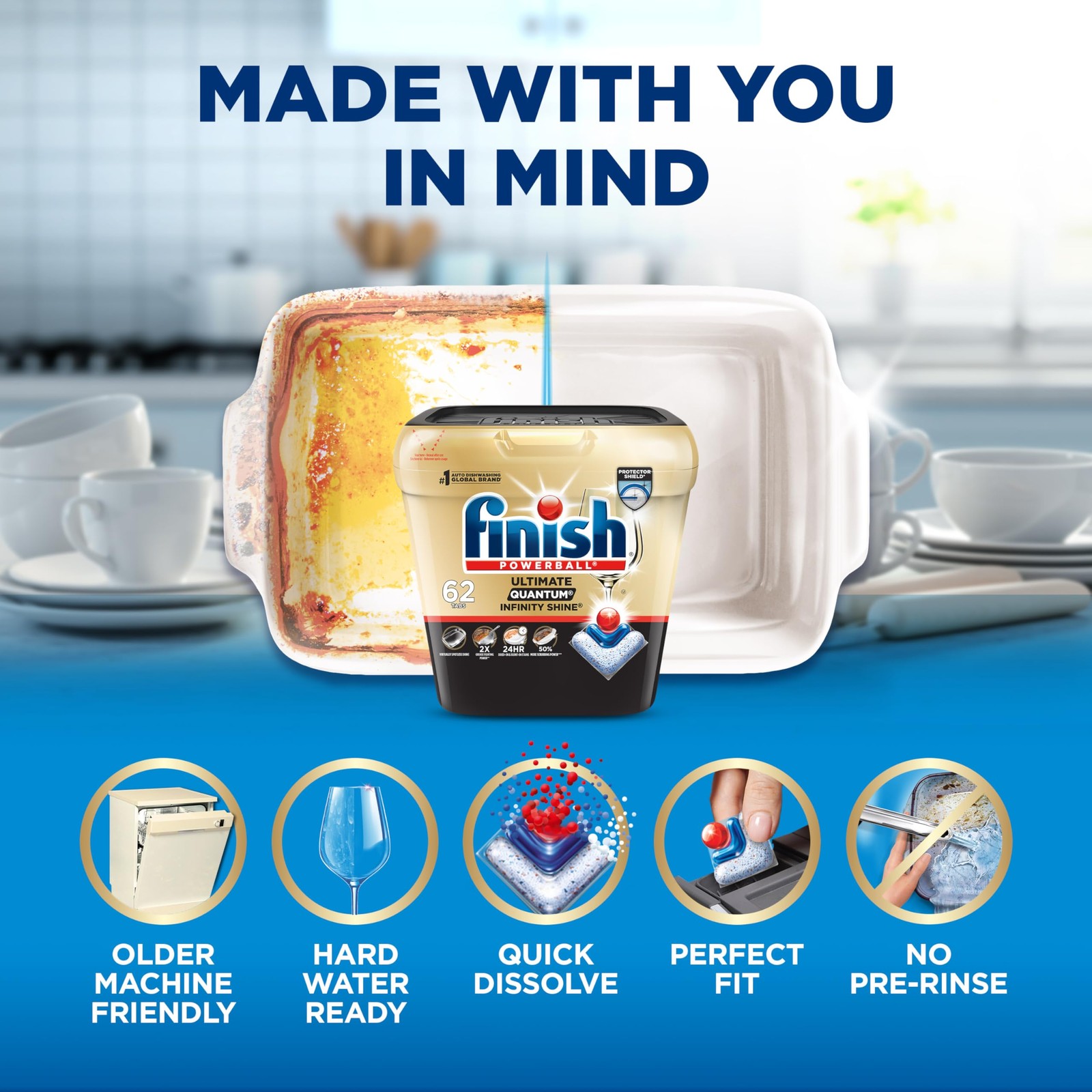 Finish Ultimate Quantum Infinity Shine Dishwasher Pods, New & Improved Formul…