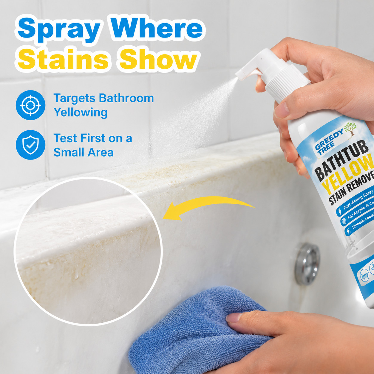 Toilet And Sink Yellow Stain Cleaner Spray For Bathroom Touch Ups