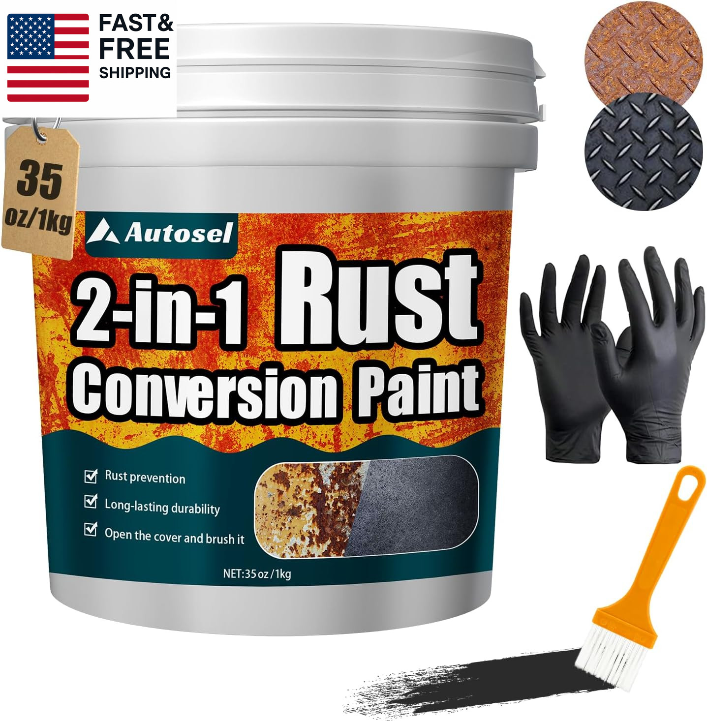 2-In-1 Rust Converter & Metal Primer, Stops Rust,Rust Inhibitor Paint (34.9 Oz)