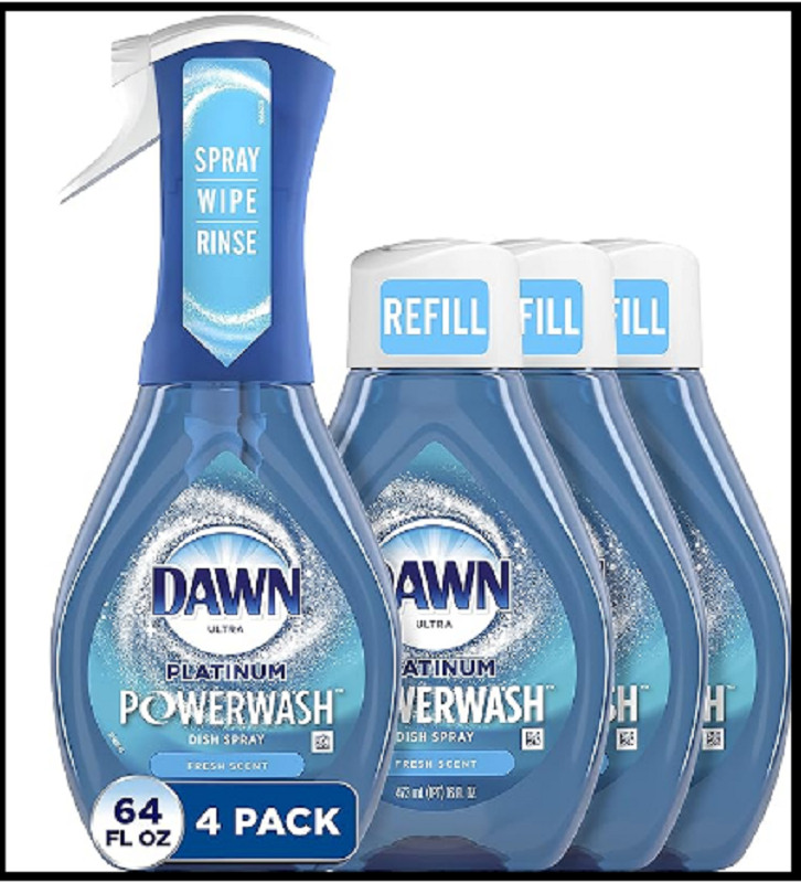 Platinum Powerwash Dish Spray, Dish Soap, Fresh Scent Bundle, 1 Spray (16Oz) + 3